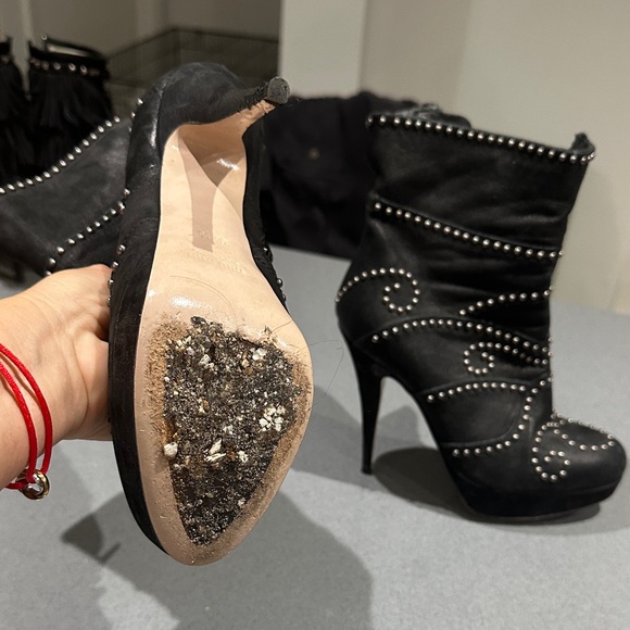 Miu Miu Black Studded Heeled Boots - Picture 4 of 7